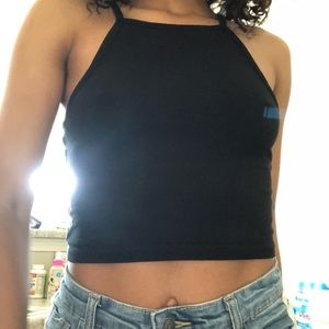 H&M black racer back cropped tank
